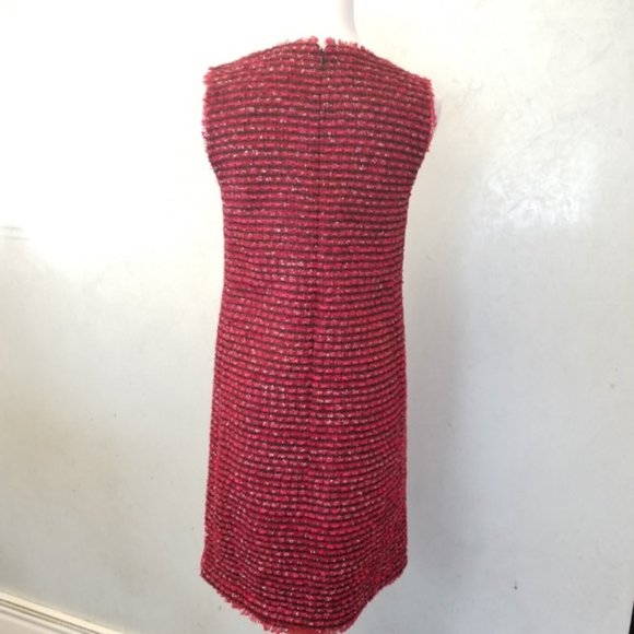 NWT ANN TAYLOR Fringe tweed shift sleeveless dress women's size 2 Petite (F5) - Picture 3 of 8